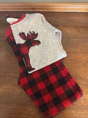 Eddie Bauer, Kids Red Buffalo Plaid Moose Pajama Set